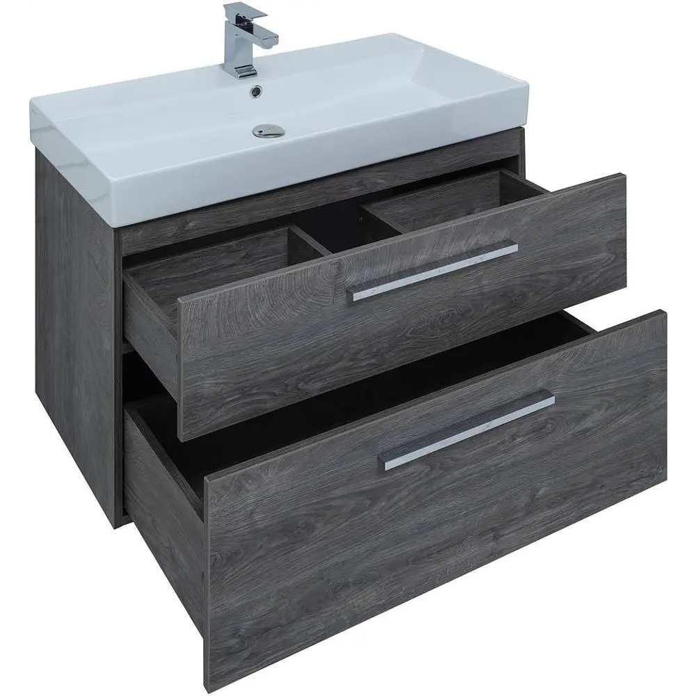 Фото 3 Тумба под раковину Aquanet Nova 00243658 98.40см подвесная цвет дуб рошелье