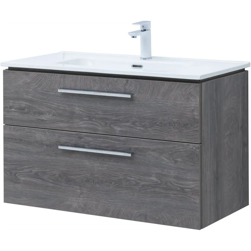 Фото 12 Тумба под раковину Aquanet Nova 00243658 98.40см подвесная цвет дуб рошелье