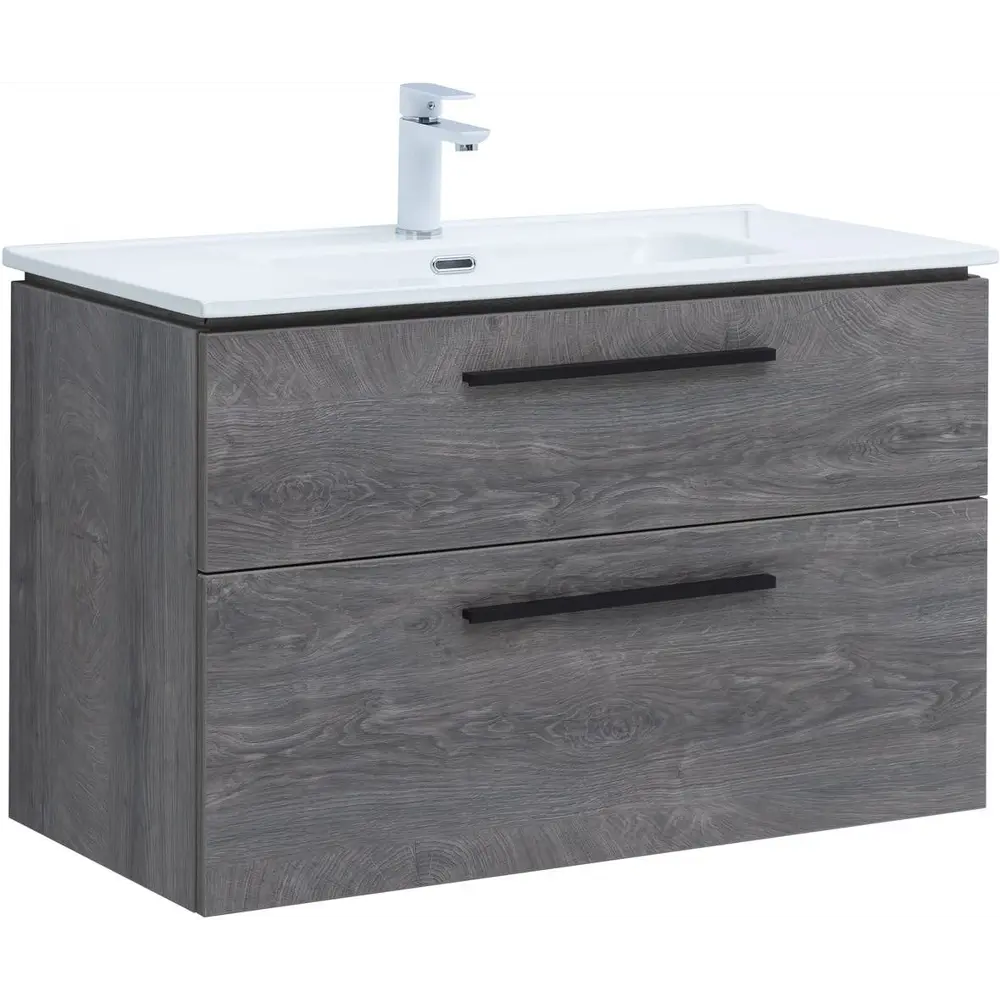 Фото 18 Тумба под раковину Aquanet Nova 00243658 98.40см подвесная цвет дуб рошелье