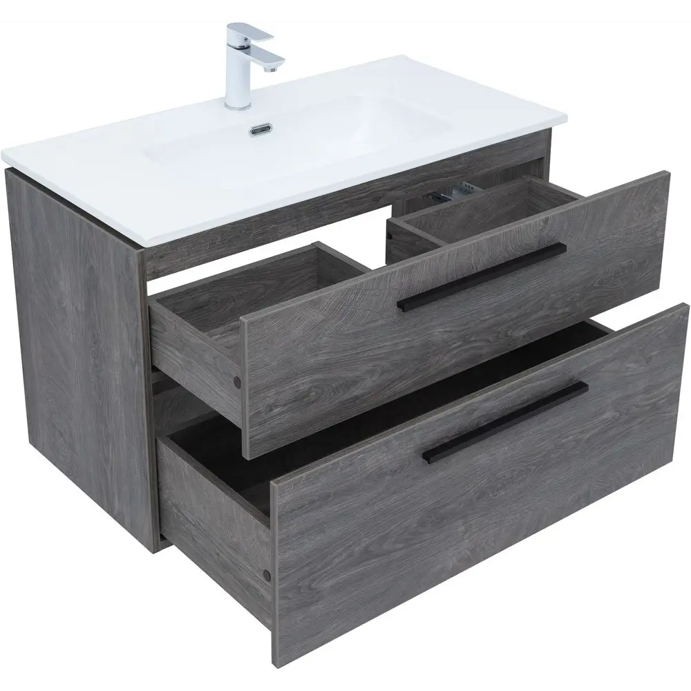 Фото 19 Тумба под раковину Aquanet Nova 00243658 98.40см подвесная цвет дуб рошелье