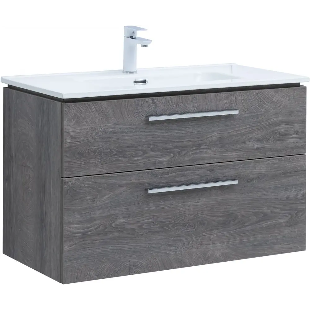 Фото Тумба под раковину Aquanet Nova 00243658 98.40см подвесная цвет дуб рошелье