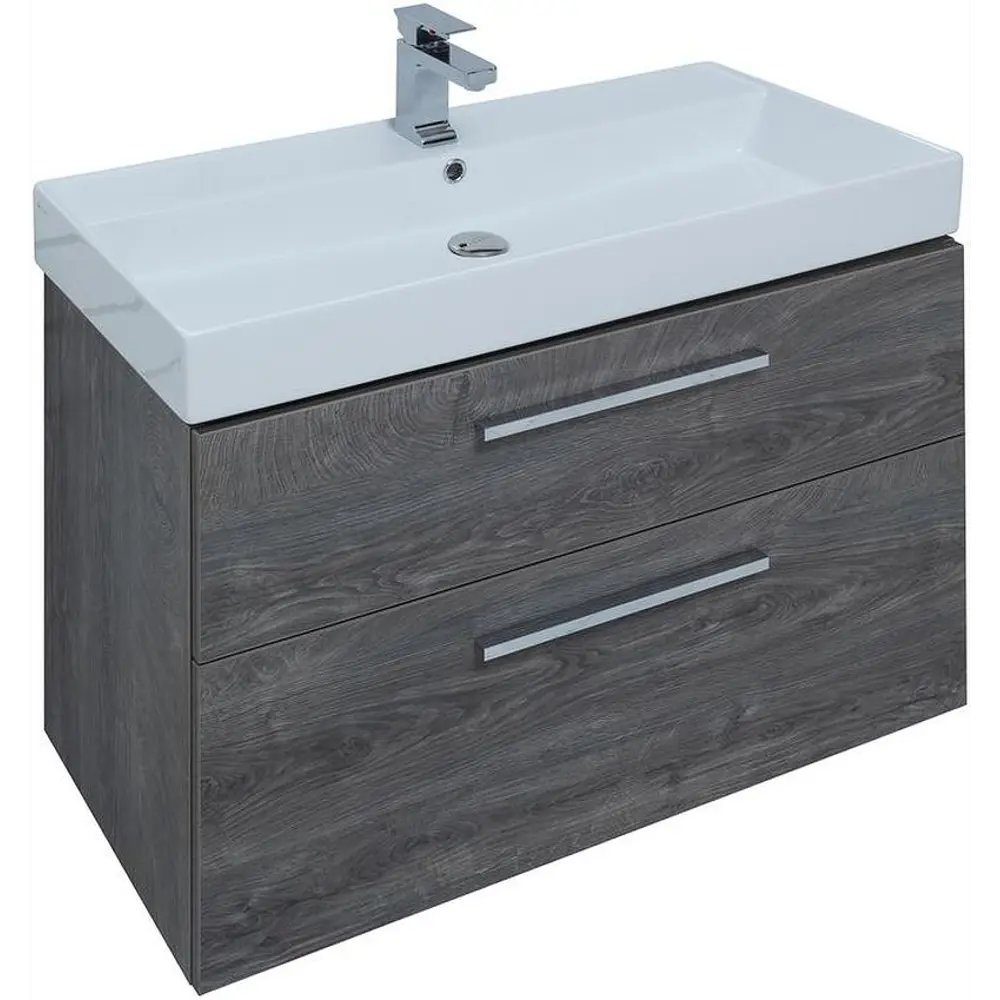 Фото 4 Тумба под раковину Aquanet Nova 00243658 98.40см подвесная цвет дуб рошелье