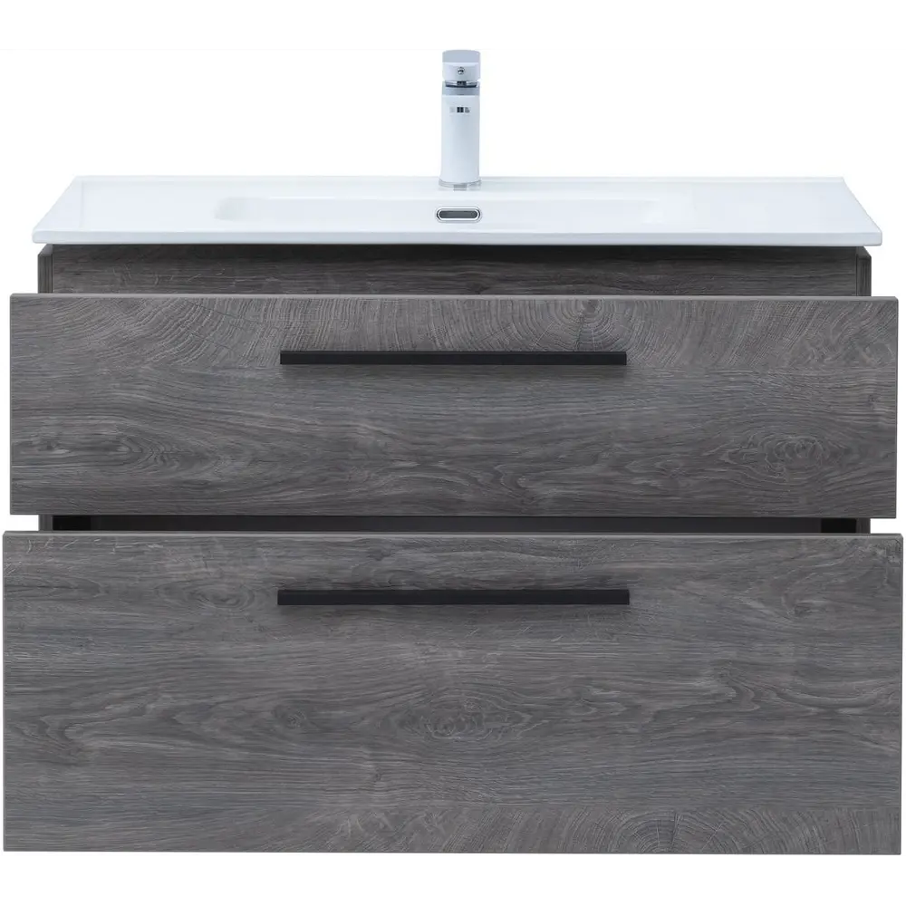 Фото 15 Тумба под раковину Aquanet Nova 00243658 98.40см подвесная цвет дуб рошелье