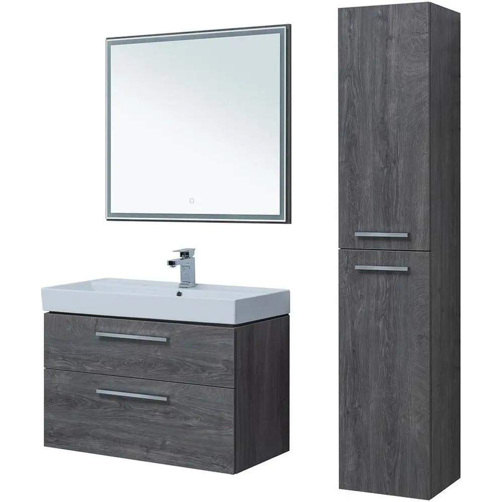 Фото 2 Тумба под раковину Aquanet Nova 00243658 98.40см подвесная цвет дуб рошелье