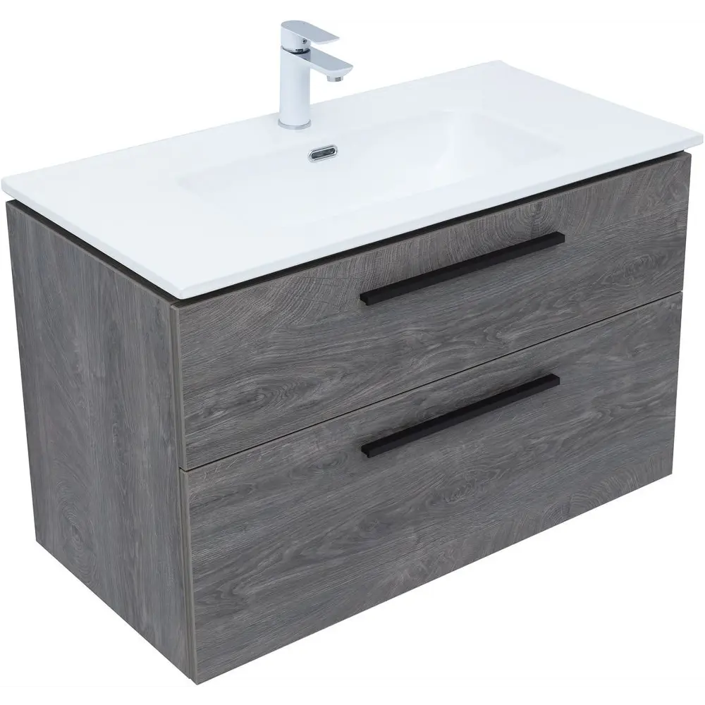 Фото 20 Тумба под раковину Aquanet Nova 00243658 98.40см подвесная цвет дуб рошелье