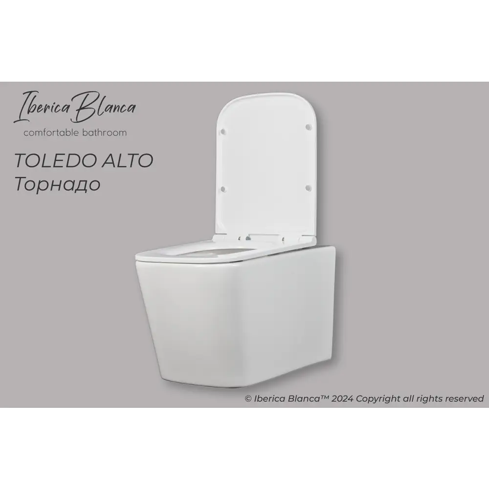 Фото 2 Унитаз подвесной белый IBERICA BLANCA TOLEDO ALTO тонкое сидение дюропласт, soft close Фото 2 Унитаз подвесной белый IBERICA BLANCA TOLEDO ALTO тонкое сидение дюропласт, soft close
