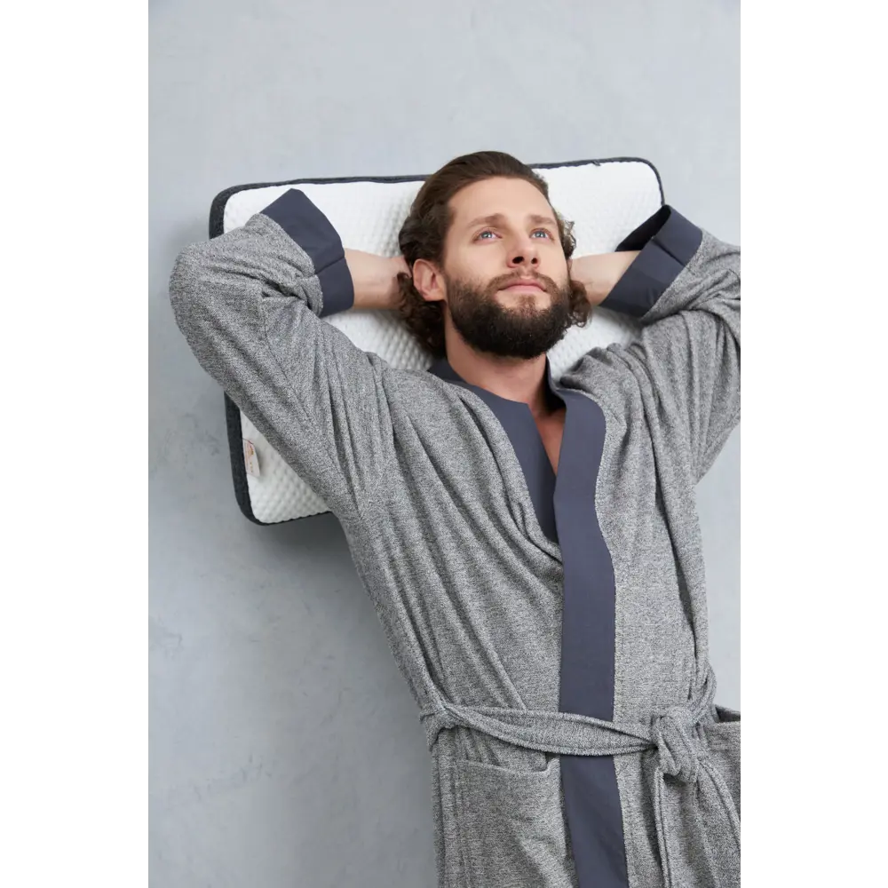 Фото 2 Банный халат Arya home 8680943234247 размер 46-48 цвет серый/серебристый Фото 2 Банный халат Arya home 8680943234247 размер 46-48 цвет серый/серебристый