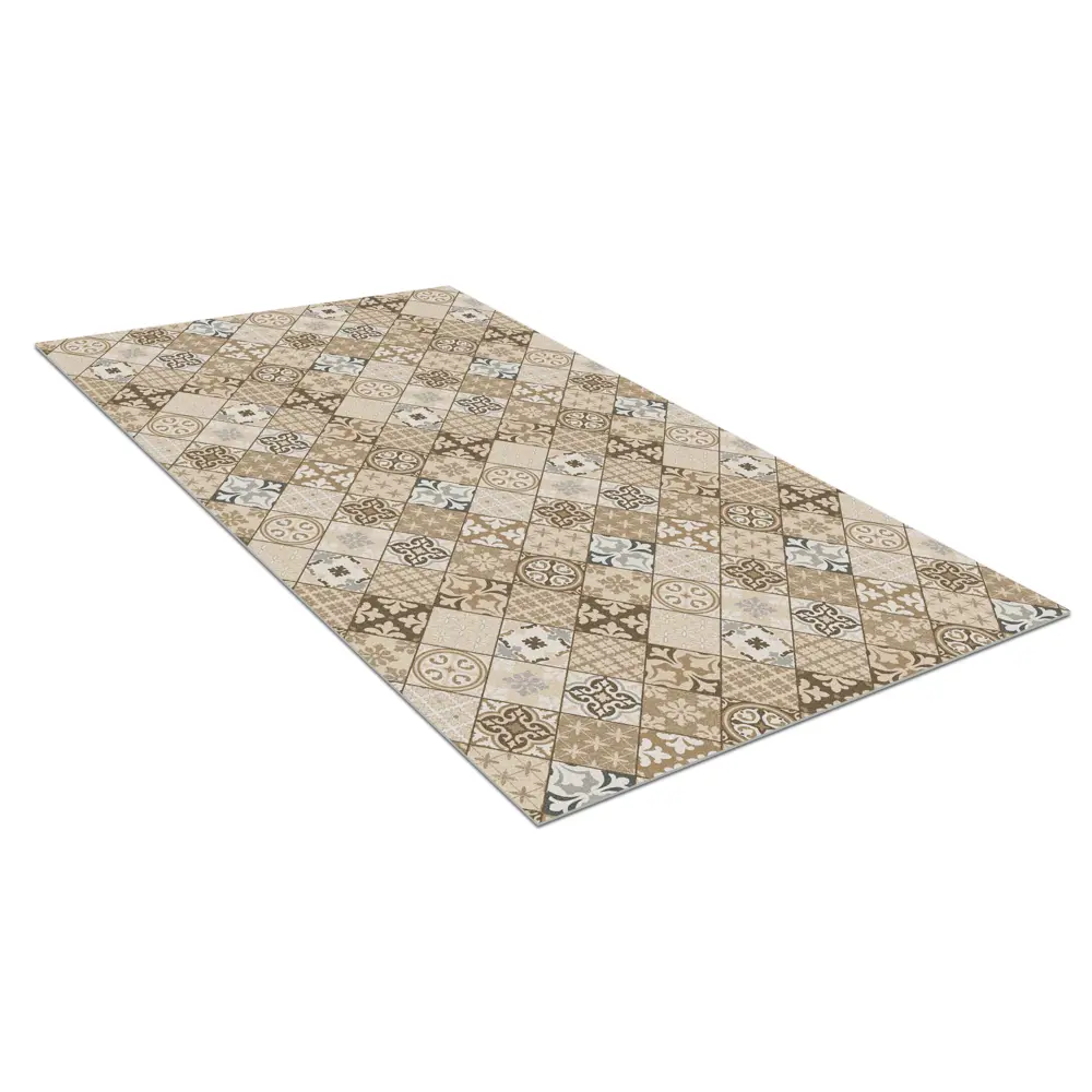 Фото Коврик вырезной icarpet PRINT антискользящий 137 "Плитка Карфаген" 120x200 бежевый с серым S Фото Коврик вырезной icarpet PRINT антискользящий 137 "Плитка Карфаген" 120x200 бежевый с серым S