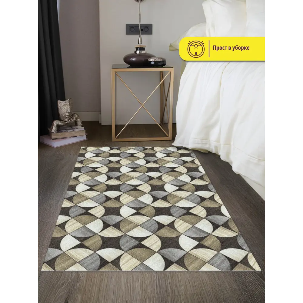 Фото 3 Коврик вырезной icarpet PRINT антискользящий 143 "Медальон" 60x100 серо-коричневый S