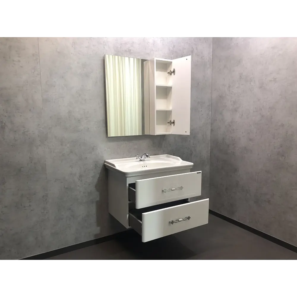 Фото 2 Тумба под раковину Comforty Неаполь 00004147564 с раковиной 80см цвет белый Фото 2 Тумба под раковину Comforty Неаполь 00004147564 с раковиной 80см цвет белый