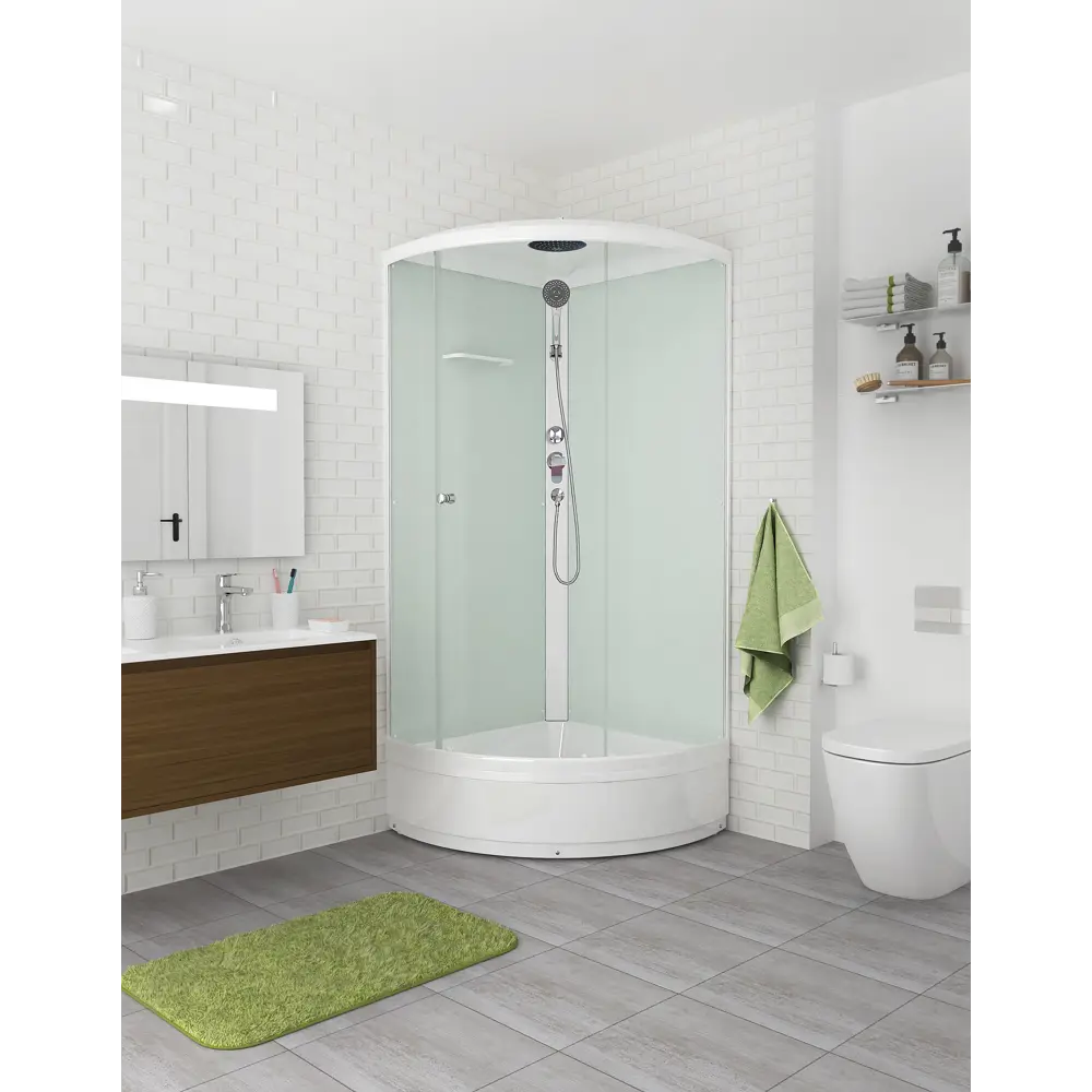 Фото 5 Душевая кабина Domani-Spa Simple 99 DS01Sm99MWM00-V1.2.MP.P mid 90x90x218 см, средний поддон, сатин-матированное стекло Фото 5 Душевая кабина Domani-Spa Simple 99 DS01Sm99MWM00-V1.2.MP.P mid 90x90x218 см, средний поддон, сатин-матированное стекло