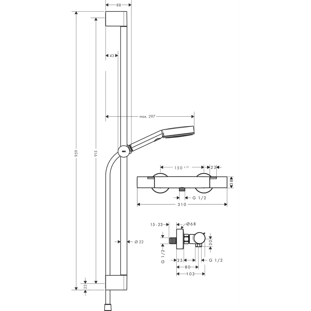 Фото 3 Душевой набор hansgrohe Pulsify Select S 105 3jet Relaxation EcoSmart 24261670 с термостатом Ecostat Fine и душевой штангой 90 см цвет матовый черный Фото 3 Душевой набор hansgrohe Pulsify Select S 105 3jet Relaxation EcoSmart 24261670 с термостатом Ecostat Fine и душевой штангой 90 см цвет матовый черный