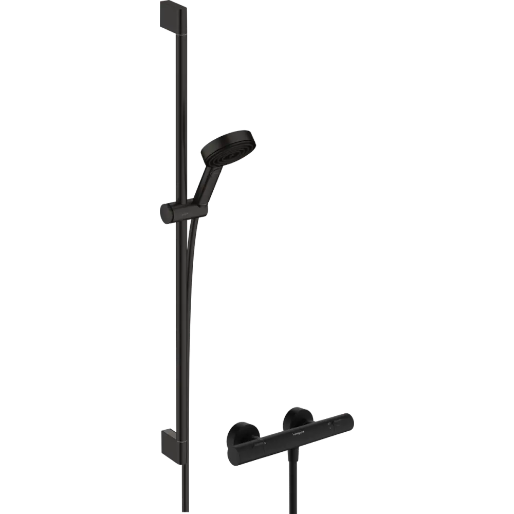 Фото Душевой набор hansgrohe Pulsify Select S 105 3jet Relaxation EcoSmart 24261670 с термостатом Ecostat Fine и душевой штангой 90 см цвет матовый черный Фото Душевой набор hansgrohe Pulsify Select S 105 3jet Relaxation EcoSmart 24261670 с термостатом Ecostat Fine и душевой штангой 90 см цвет матовый черный