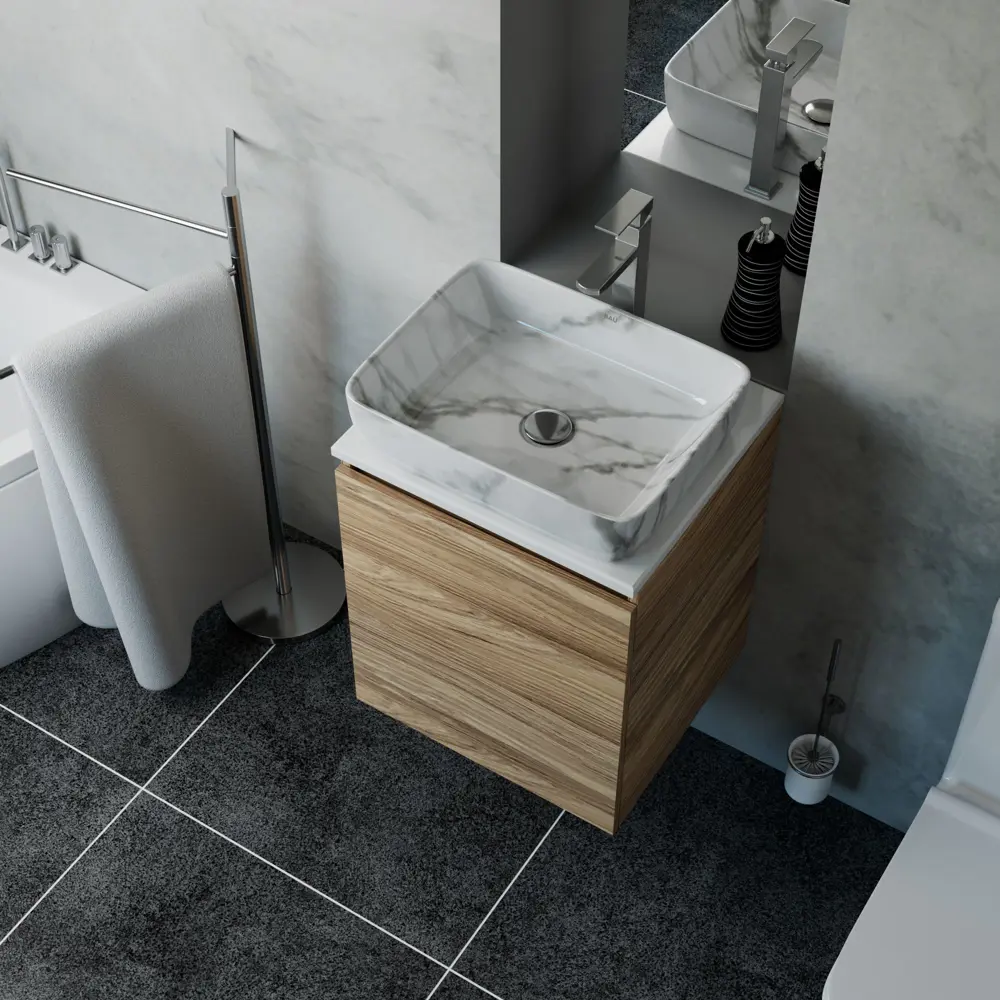 Фото 2 Тумба Bau Dream Blackwood 50 с дверцей SD3079, раковина BAU Hotel 51x39, мрамор, смеситель для раковины высокий Hotel Still, выпуск клик клак, хром Фото 2 Тумба Bau Dream Blackwood 50 с дверцей SD3079, раковина BAU Hotel 51x39, мрамор, смеситель для раковины высокий Hotel Still, выпуск клик клак, хром