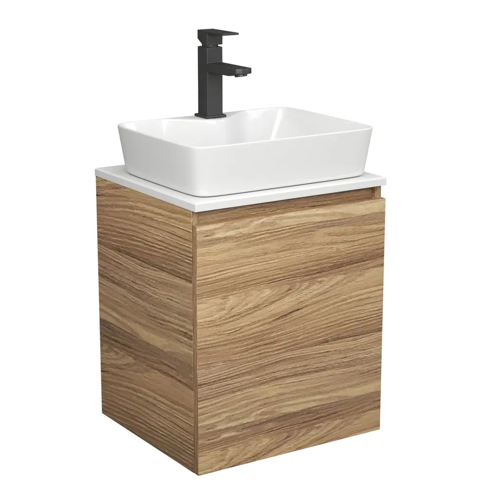 Фото Тумба Bau Dream Blackwood 50 с дверцей SD3167, раковина Cerama 48x37 белая, смеситель Hotel Black, черный Фото Тумба Bau Dream Blackwood 50 с дверцей SD3167, раковина Cerama 48x37 белая, смеситель Hotel Black, черный