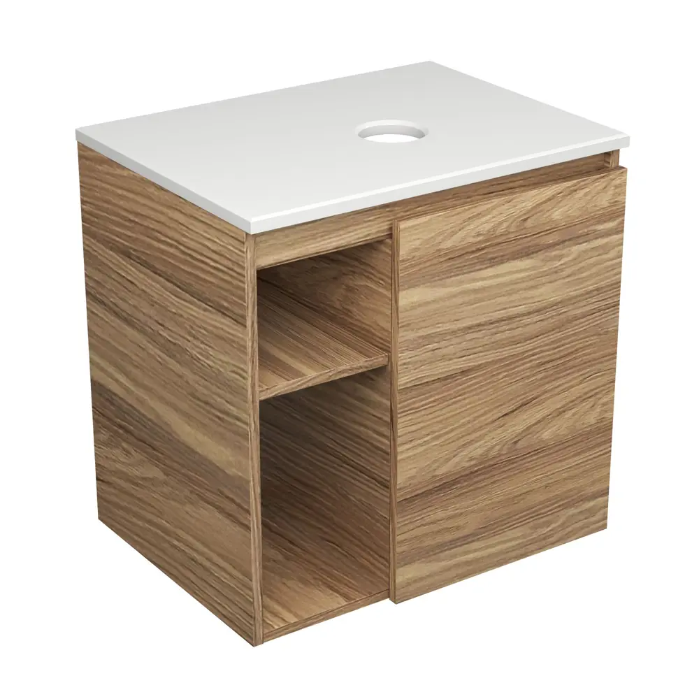 Фото 2 Тумба Bauedge Bau Dream Blackwood 60 правая раковина Spectrum mini 47x24 выпуск клик клак хром