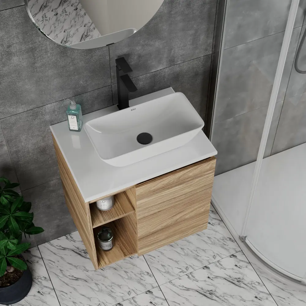 Фото 2 Тумба Bauedge Bau Dream Blackwood 60 правая раковина BAU Spectrum mini 47x24 смеситель для раковины высокий Hotel Black черный выпуск клик клак черный Фото 2 Тумба Bauedge Bau Dream Blackwood 60 правая раковина BAU Spectrum mini 47x24 смеситель для раковины высокий Hotel Black черный выпуск клик клак черный