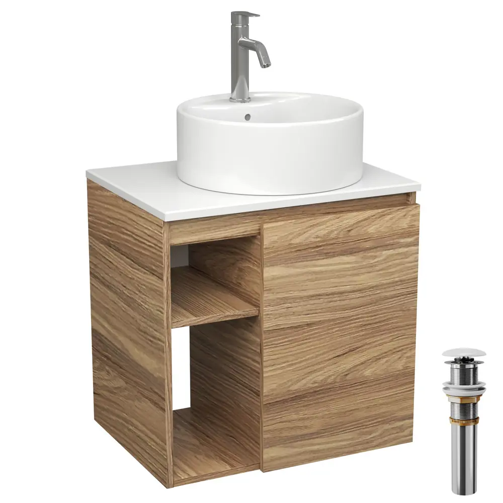 Фото Тумба Bauedge Bau Dream Blackwood 60 правая раковина BAU Element D40 белая смеситель Hotel Dream нерж. сталь выпуск клик клак белый Фото Тумба Bauedge Bau Dream Blackwood 60 правая раковина BAU Element D40 белая смеситель Hotel Dream нерж. сталь выпуск клик клак белый