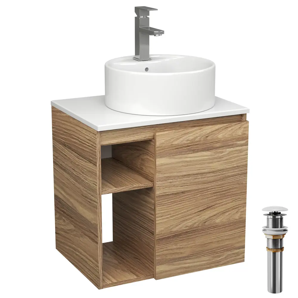 Фото Тумба Bauedge Bau Dream Blackwood 60 правая раковина Element D40 белая смеситель Hotel Still нерж. сталь выпуск клик клак белый Фото Тумба Bauedge Bau Dream Blackwood 60 правая раковина Element D40 белая смеситель Hotel Still нерж. сталь выпуск клик клак белый