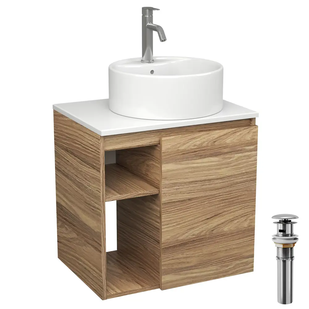 Фото Тумба Bauedge Bau Dream Blackwood 60 правая раковина BAU Element D40 белая смеситель Hotel Dream нерж. сталь выпуск клик клак хром Фото Тумба Bauedge Bau Dream Blackwood 60 правая раковина BAU Element D40 белая смеситель Hotel Dream нерж. сталь выпуск клик клак хром