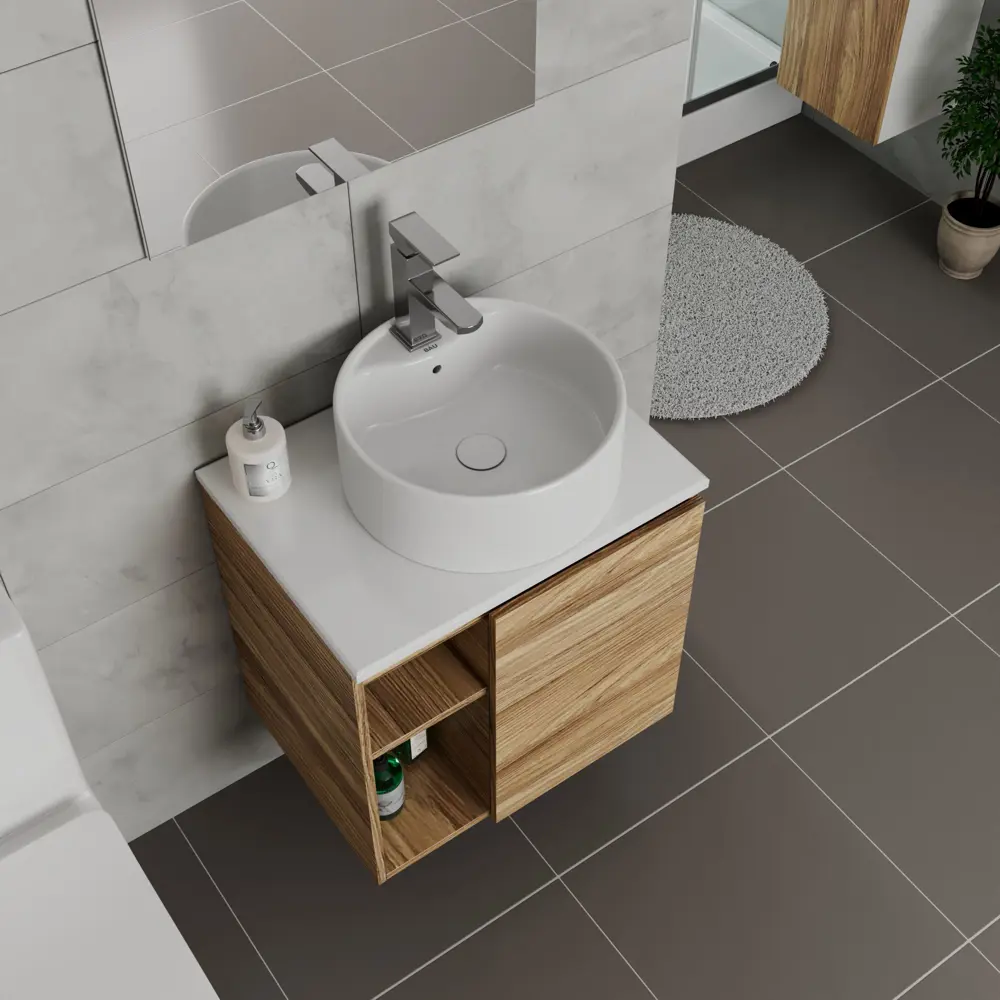 Фото 2 Тумба Bauedge Bau Dream Blackwood 60 правая раковина Element D40 белая смеситель Hotel Still нерж. сталь выпуск клик клак белый Фото 2 Тумба Bauedge Bau Dream Blackwood 60 правая раковина Element D40 белая смеситель Hotel Still нерж. сталь выпуск клик клак белый