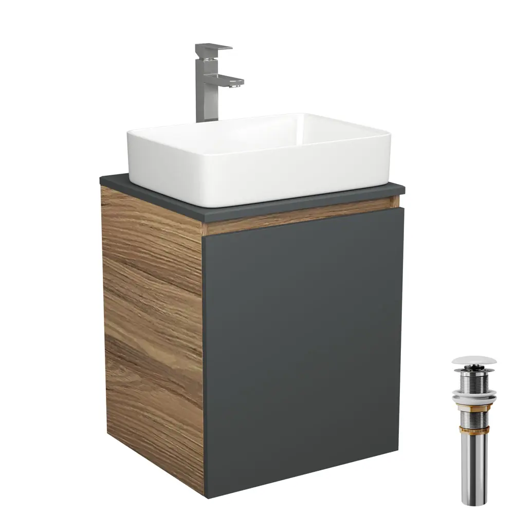 Фото Тумба Bauedge Bau Dream Blackwood 50 графит раковина BAU Hotel 48x37 смеситель высокий Hotel Still нержавеющая сталь выпуск клик клак белый Фото Тумба Bauedge Bau Dream Blackwood 50 графит раковина BAU Hotel 48x37 смеситель высокий Hotel Still нержавеющая сталь выпуск клик клак белый