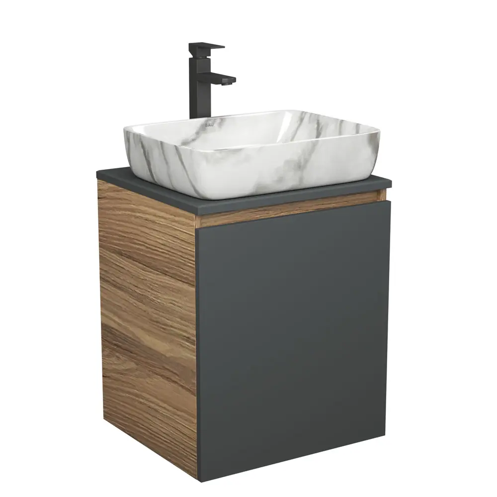 Фото Тумба Bauedge Bau Dream Blackwood 50 графит раковина BAU Hotel 51x39 мрамор смеситель для раковины высокий Hotel Black черный Фото Тумба Bauedge Bau Dream Blackwood 50 графит раковина BAU Hotel 51x39 мрамор смеситель для раковины высокий Hotel Black черный