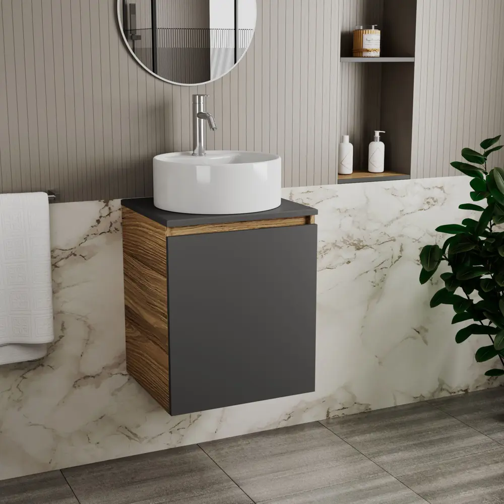 Фото 2 Тумба Bauedge Bau Dream Blackwood 50 графит раковина BAU Element D40 белая смеситель Hotel Dream нерж. сталь Фото 2 Тумба Bauedge Bau Dream Blackwood 50 графит раковина BAU Element D40 белая смеситель Hotel Dream нерж. сталь