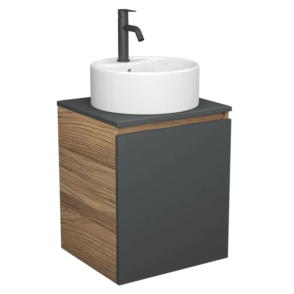 Фото Тумба Bauedge Bau Dream Blackwood 50 графит раковина BAU Element D40 белая смеситель Hotel Dream Black нерж. сталь черный Фото Тумба Bauedge Bau Dream Blackwood 50 графит раковина BAU Element D40 белая смеситель Hotel Dream Black нерж. сталь черный