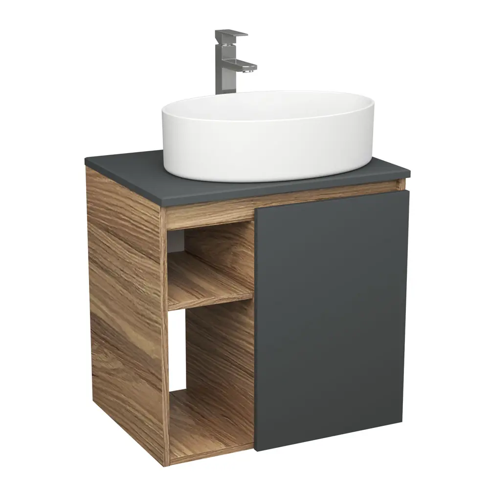 Фото Тумба Bauedge Bau Dream Blackwood 60 правая графит раковина Nimb 50x36 смеситель для раковины высокий Hotel Still нержавеющая сталь Фото Тумба Bauedge Bau Dream Blackwood 60 правая графит раковина Nimb 50x36 смеситель для раковины высокий Hotel Still нержавеющая сталь