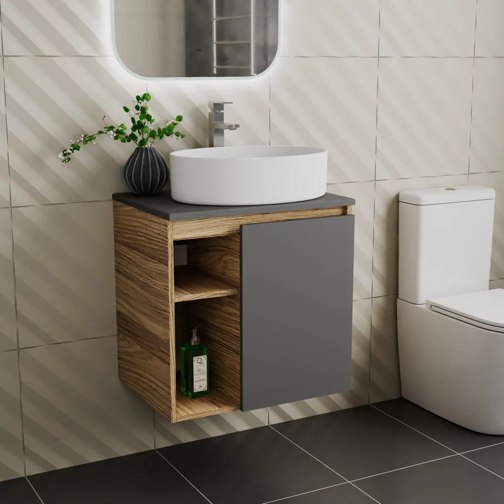 Фото 2 Тумба Bauedge Bau Dream Blackwood 60 правая графит раковина Nimb 50x36 смеситель для раковины высокий Hotel Still нержавеющая сталь Фото 2 Тумба Bauedge Bau Dream Blackwood 60 правая графит раковина Nimb 50x36 смеситель для раковины высокий Hotel Still нержавеющая сталь