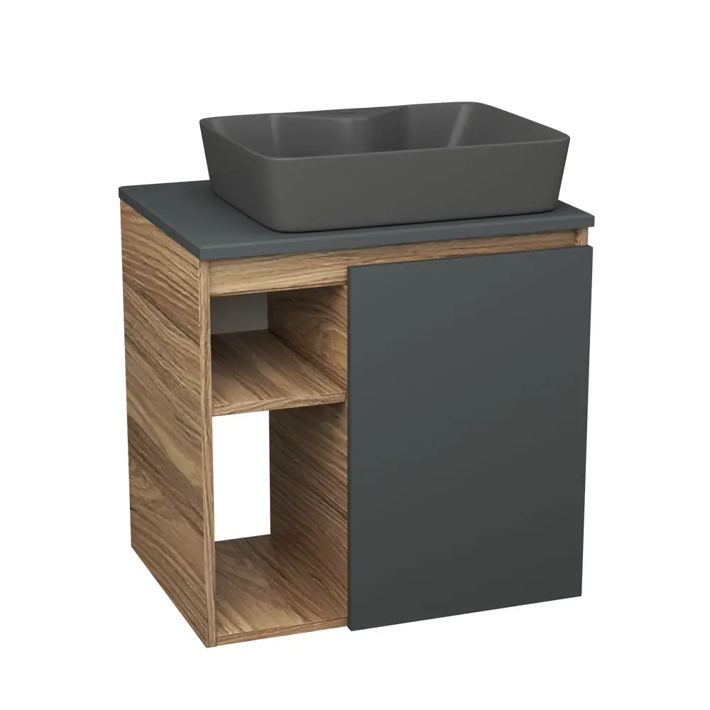 Фото Тумба Bauedge Bau Dream Blackwood 60 правая SD4367, графит, раковина Cerama 48x37 темно-серая матовая Фото Тумба Bauedge Bau Dream Blackwood 60 правая SD4367, графит, раковина Cerama 48x37 темно-серая матовая