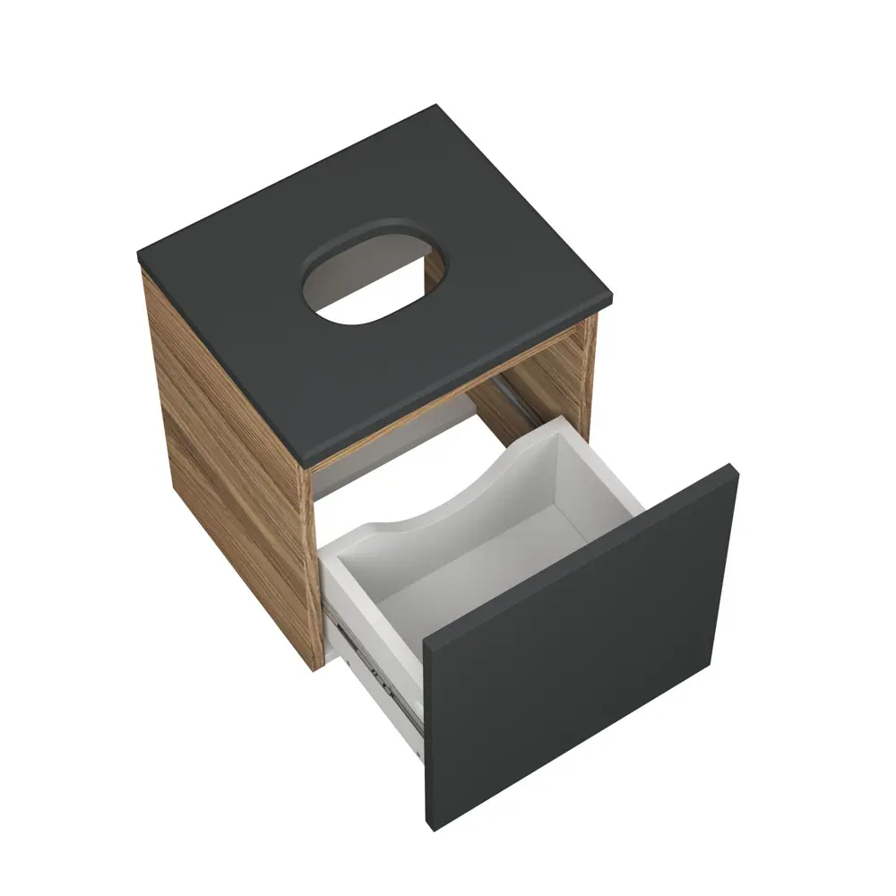 Фото 4 Тумба Bauedge Bau Dream Blackwood SD4412 35 с ящиком, графит, раковина Cerama Mini 33x28, белая, смеситель Hotel Dream, нерж. сталь Фото 4 Тумба Bauedge Bau Dream Blackwood SD4412 35 с ящиком, графит, раковина Cerama Mini 33x28, белая, смеситель Hotel Dream, нерж. сталь