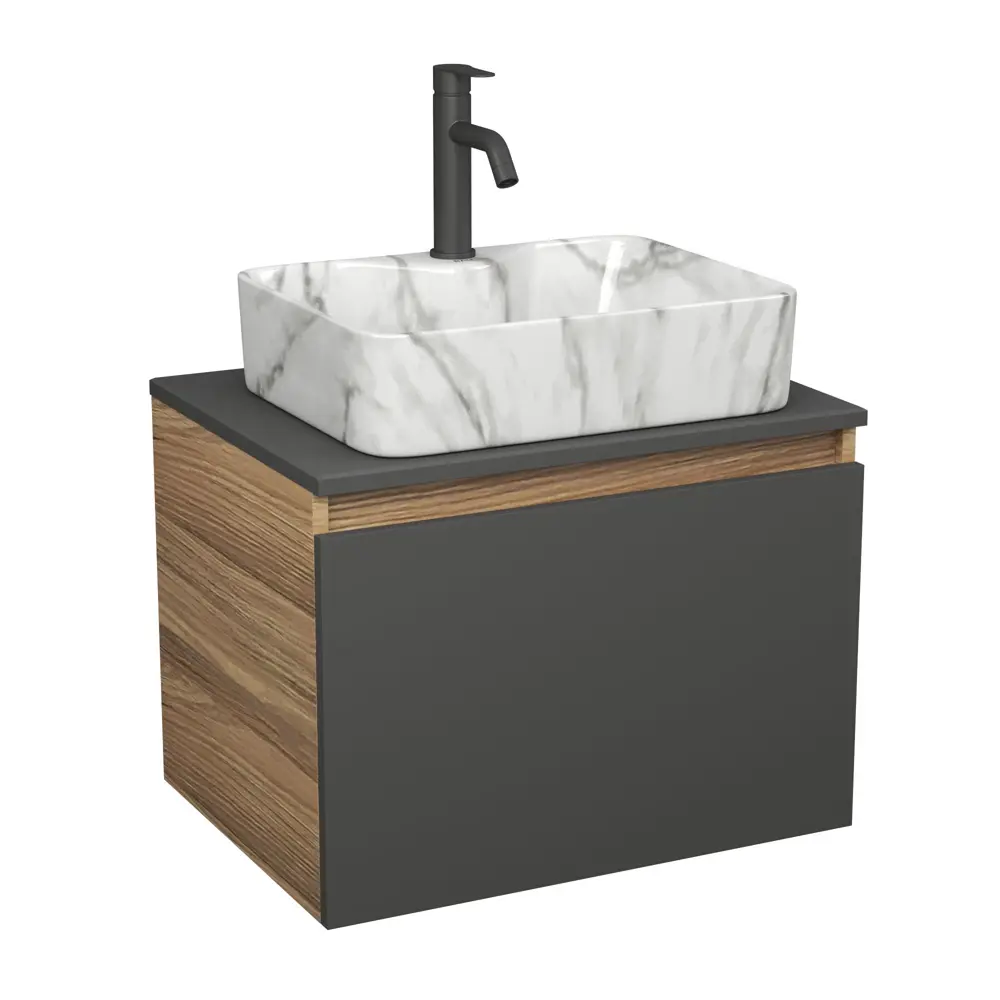 Фото Комплект: тумба Bauedge Bau Dream Blackwood графит 60 1 ящик раковина прямоугольная BAU Cerama 48x37 мрамор смеситель Hotel Dream Black черный матовый Фото Комплект: тумба Bauedge Bau Dream Blackwood графит 60 1 ящик раковина прямоугольная BAU Cerama 48x37 мрамор смеситель Hotel Dream Black черный матовый