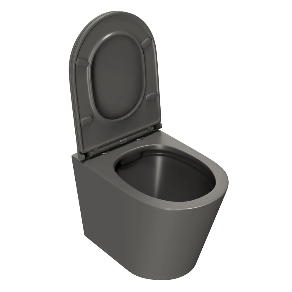 Фото 5 Комплект инсталляции Bauedge Bau Ideal E458103-BK0001DG-E00105, с унитазом безободковым Nimb темно-серый матовый, нержавеющая сталь хром Фото 5 Комплект инсталляции Bauedge Bau Ideal E458103-BK0001DG-E00105, с унитазом безободковым Nimb темно-серый матовый, нержавеющая сталь хром