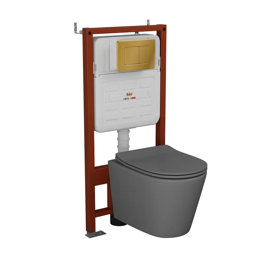 Фото Комплект инсталляции Bauedge Bau Ideal E458103-BK0001DG-E00108, с унитазом безободковым Nimb темно-серый матовый клавиша Light Фото Комплект инсталляции Bauedge Bau Ideal E458103-BK0001DG-E00108, с унитазом безободковым Nimb темно-серый матовый клавиша Light