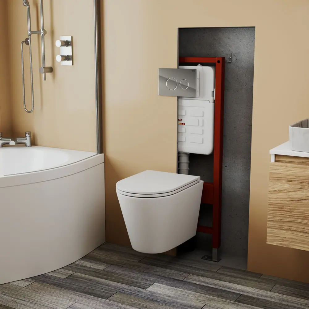 Фото 2 Комплект инсталляции Bauedge Bau Ideal E458103-BK0001-HQ3-E00117, унитаз безободковый Nimb Hurricane3 клавиша Wheel, нержавеющая сталь хром Фото 2 Комплект инсталляции Bauedge Bau Ideal E458103-BK0001-HQ3-E00117, унитаз безободковый Nimb Hurricane3 клавиша Wheel, нержавеющая сталь хром