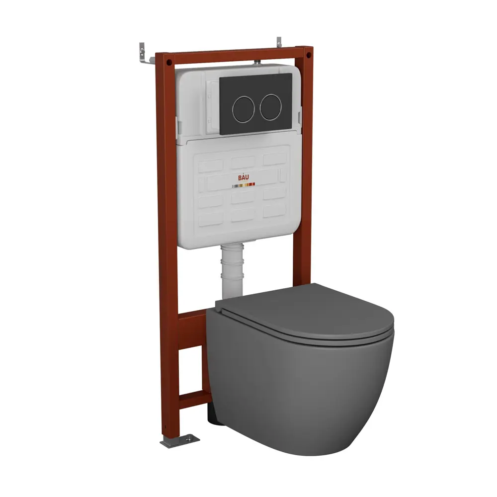 Фото Комплект инсталляции Bauedge Bau Ideal E458103-BL0001-HQ2-DG-E00115, с унитазом безободковым Dream торнадо Hurricane-2 темно-серый матовый, черная Фото Комплект инсталляции Bauedge Bau Ideal E458103-BL0001-HQ2-DG-E00115, с унитазом безободковым Dream торнадо Hurricane-2 темно-серый матовый, черная