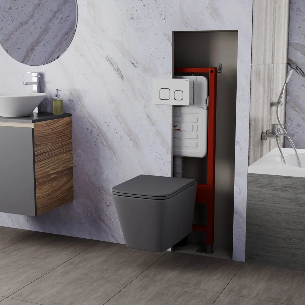 Фото 2 Комплект инсталляции Bauedge Bau Ideal E458103-BS0001-HQ2-DG-E00104, с унитазом безободковым Stil Hurricane-2 темно-серый клавиша Strike Фото 2 Комплект инсталляции Bauedge Bau Ideal E458103-BS0001-HQ2-DG-E00104, с унитазом безободковым Stil Hurricane-2 темно-серый клавиша Strike