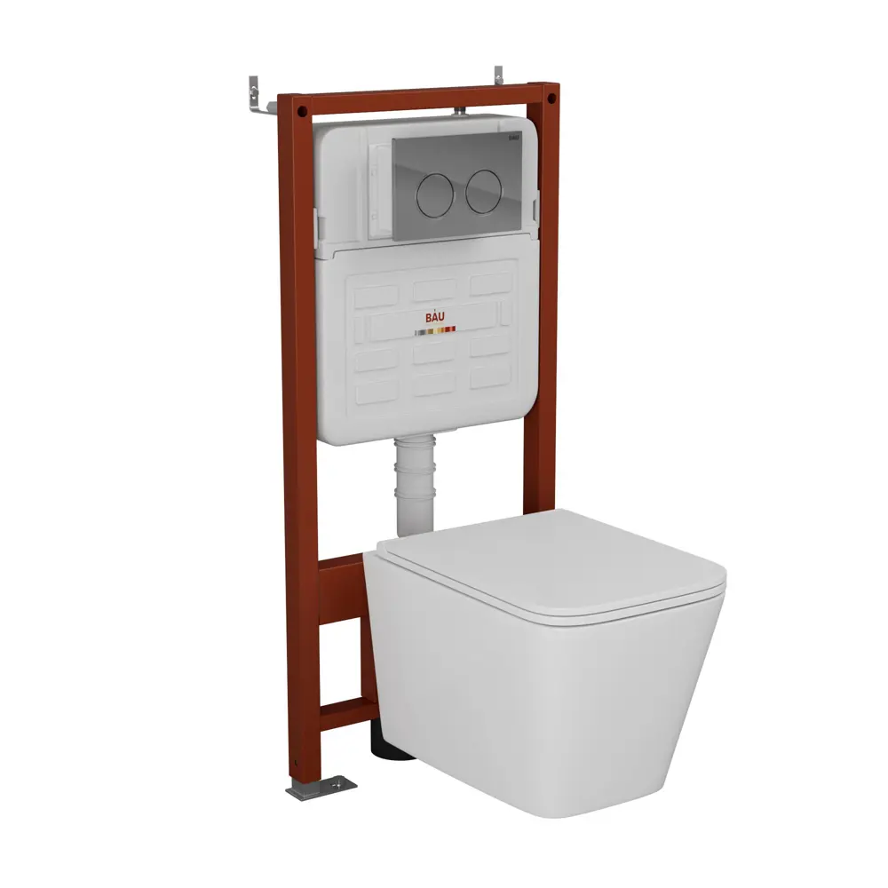 Фото Комплект инсталляции Bauedge Bau Ideal E458103-BS0001-HQ2-E00113, с унитазом безободковым Stil 52x36 Hurricane-2 клавиша Round, хром Фото Комплект инсталляции Bauedge Bau Ideal E458103-BS0001-HQ2-E00113, с унитазом безободковым Stil 52x36 Hurricane-2 клавиша Round, хром