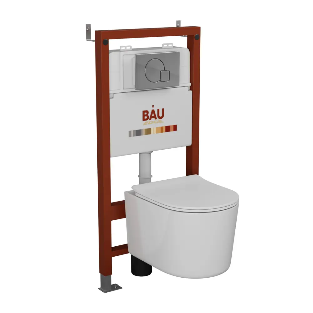Фото Комплект BAU 6 в 1: инсталляция BAU PRO унитаз подвесной безободковый Bau Hotel PRO быстросъемное сиденье микролифт клавиша Omega хром Фото Комплект BAU 6 в 1: инсталляция BAU PRO унитаз подвесной безободковый Bau Hotel PRO быстросъемное сиденье микролифт клавиша Omega хром