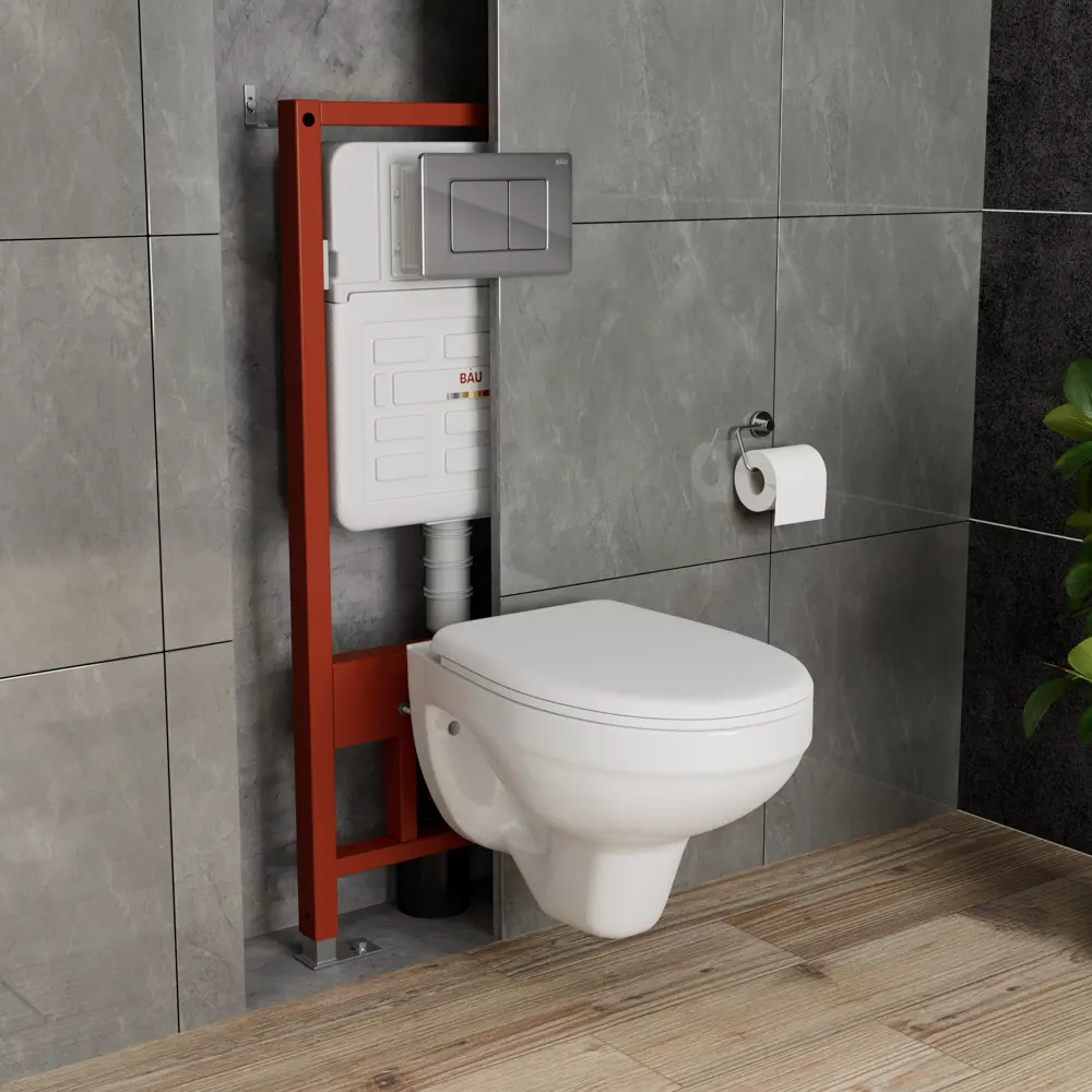 Фото 2 Комплект инсталляции Bauedge Bau Ideal E458103-30745-E00105, с унитазом безободковым Rio Luxe 52x35 клавиша Light антивандальная, хром Фото 2 Комплект инсталляции Bauedge Bau Ideal E458103-30745-E00105, с унитазом безободковым Rio Luxe 52x35 клавиша Light антивандальная, хром