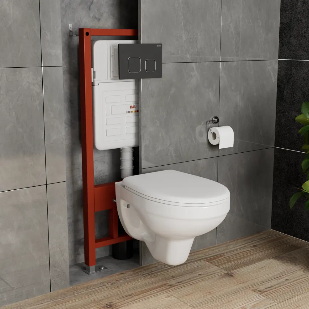 Фото 2 Комплект инсталляции Bauedge Bau Ideal E458103-30745-E00103, с унитазом безободковым Rio Luxe 52x35 клавиша Strike, черная матовая Фото 2 Комплект инсталляции Bauedge Bau Ideal E458103-30745-E00103, с унитазом безободковым Rio Luxe 52x35 клавиша Strike, черная матовая