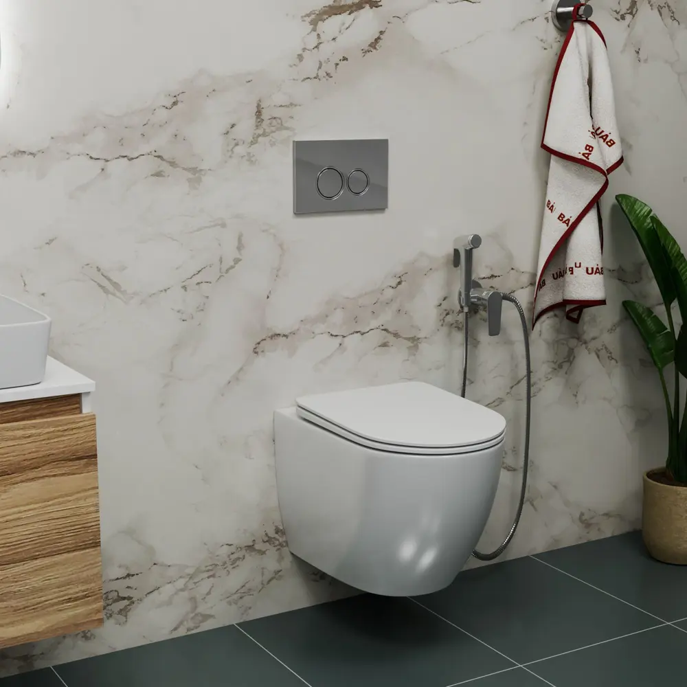 Фото 3 Комплект инсталляции Bauedge Bau Pro Q111300-BL0001-01.02.19, с унитазом безободковым Dream тонкое клавиша BASIC хром Фото 3 Комплект инсталляции Bauedge Bau Pro Q111300-BL0001-01.02.19, с унитазом безободковым Dream тонкое клавиша BASIC хром