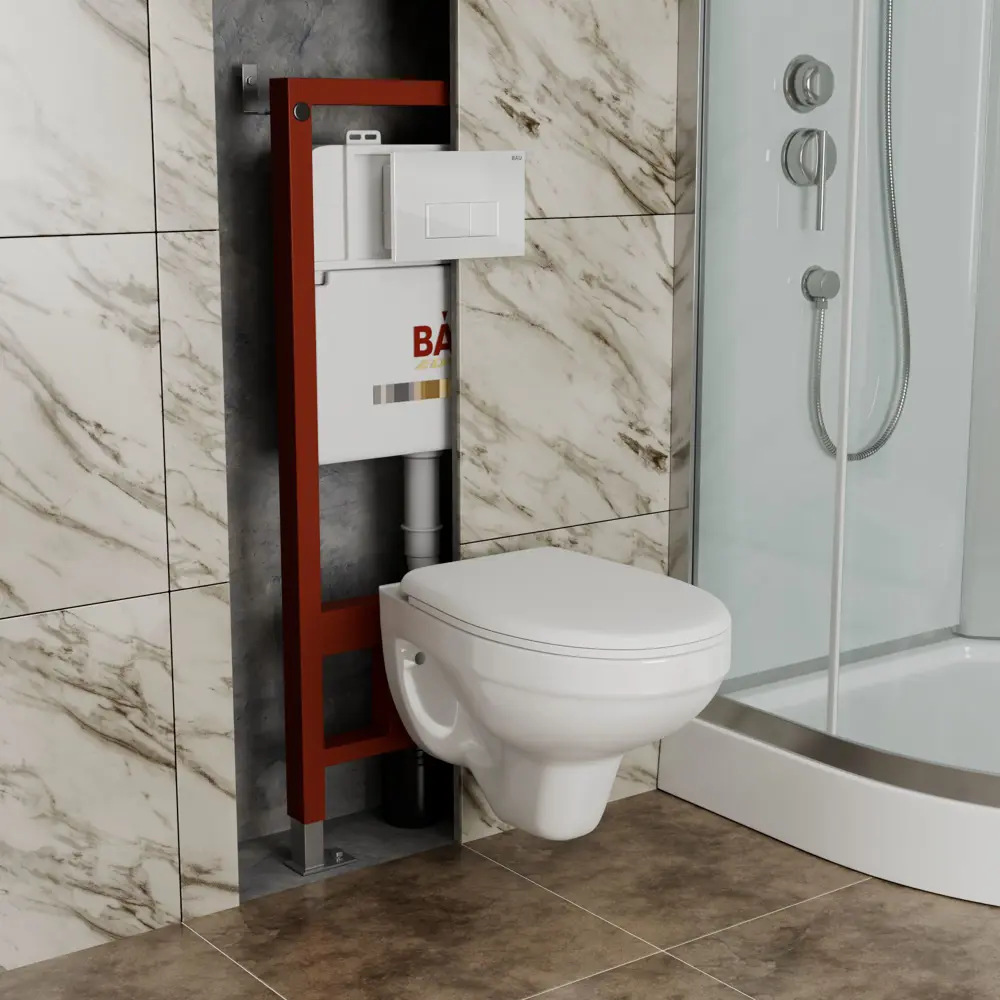 Фото 2 Комплект инсталляции Bauedge Bau Pro Q111300-30745-Q00006, с унитазом Rio Luxe 52x35 клавиша Hotel, белый глянец Фото 2 Комплект инсталляции Bauedge Bau Pro Q111300-30745-Q00006, с унитазом Rio Luxe 52x35 клавиша Hotel, белый глянец