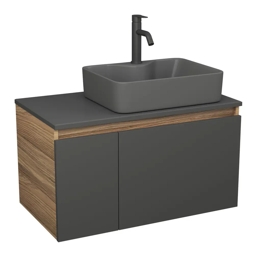 Фото Комплект: тумба Bauedge Bau Dream Blackwood графит 80 раковина BAU Cerama 48x37 темно-серая смеситель Hotel Dream Black черный матовый Фото Комплект: тумба Bauedge Bau Dream Blackwood графит 80 раковина BAU Cerama 48x37 темно-серая смеситель Hotel Dream Black черный матовый