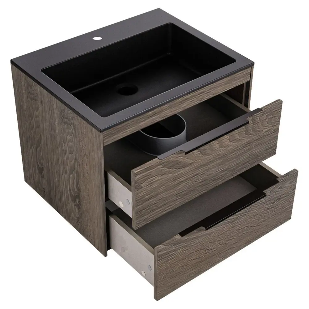 Фото 3 Тумба с раковиной Vincea Chiara 2D 600 R.Oak Black VMC-2C2600RO VCB-13600B