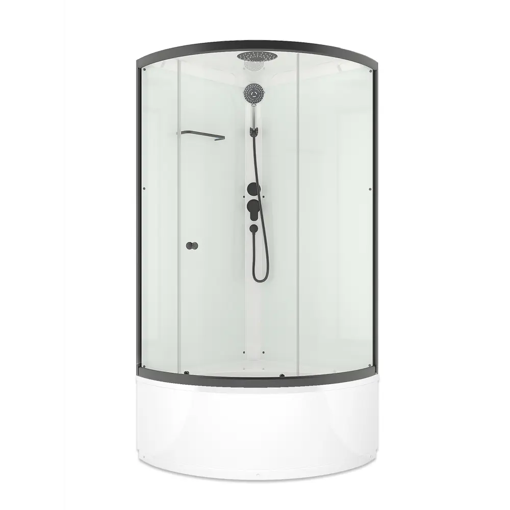 Фото Душевая кабина Domani-Spa Simple 110 high DS01Sm110HWCl00.Gt-V1.2-Black.MP.P. высокий поддон. белые стенки графит профиль Black accents.100x100x218 Фото Душевая кабина Domani-Spa Simple 110 high DS01Sm110HWCl00.Gt-V1.2-Black.MP.P. высокий поддон. белые стенки графит профиль Black accents.100x100x218