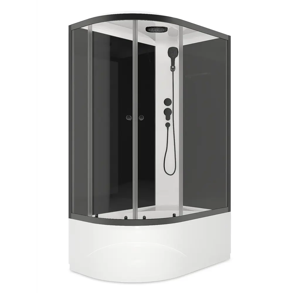 Фото Душевая кабина Domani-Spa Delight Slim 128 high R DS01DS128RHBCl00.Gt-Black.MP.P. высокий поддон черные стенки стекло графит профиль 120x80x218 Фото Душевая кабина Domani-Spa Delight Slim 128 high R DS01DS128RHBCl00.Gt-Black.MP.P. высокий поддон черные стенки стекло графит профиль 120x80x218