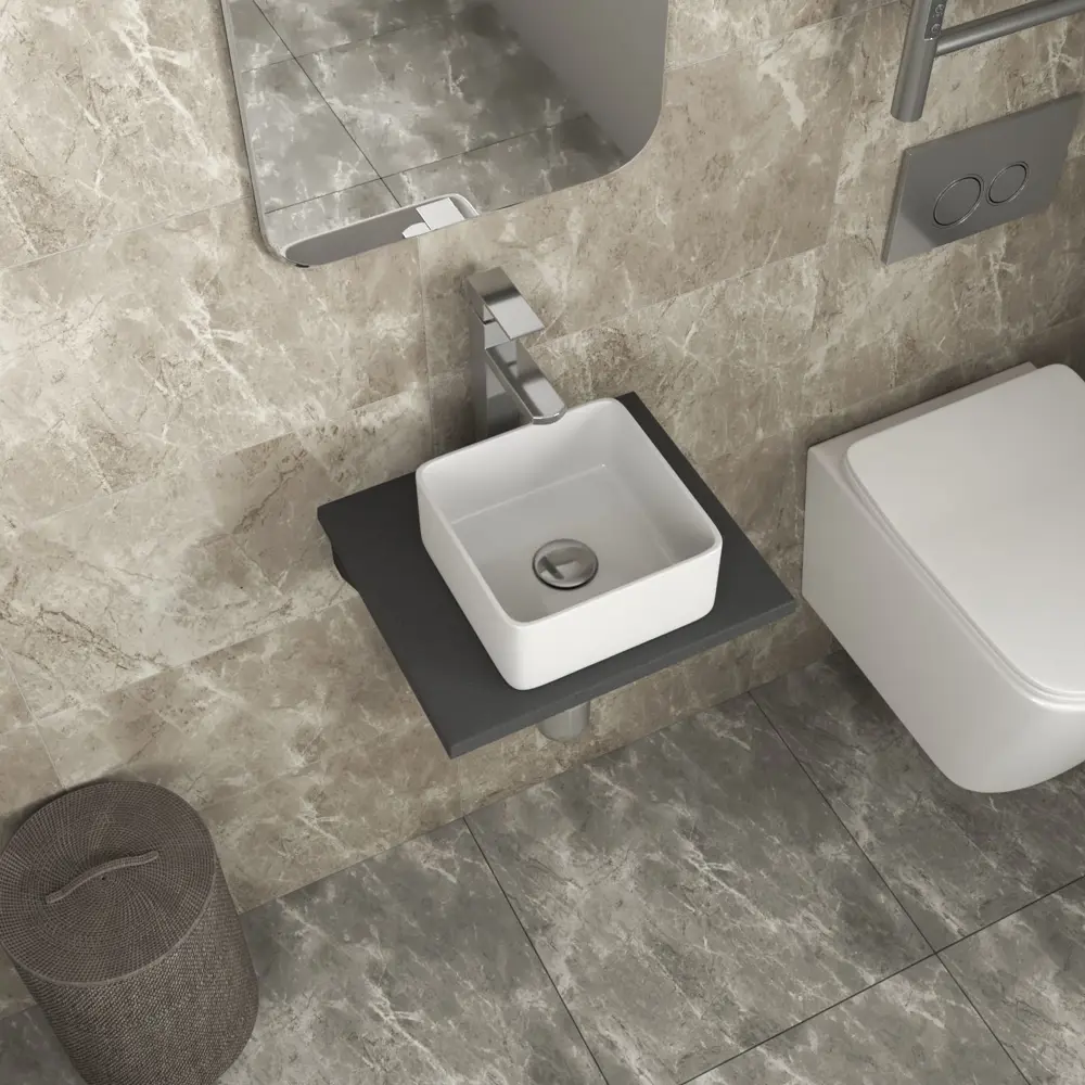 Фото 3 Комплект Bauedge: Столешница кварц 40 см раковина Bau Mini 24x24 смеситель хром Hotel Still выпуск и сифон Bau Nimb хром BF1008 Фото 3 Комплект Bauedge: Столешница кварц 40 см раковина Bau Mini 24x24 смеситель хром Hotel Still выпуск и сифон Bau Nimb хром BF1008